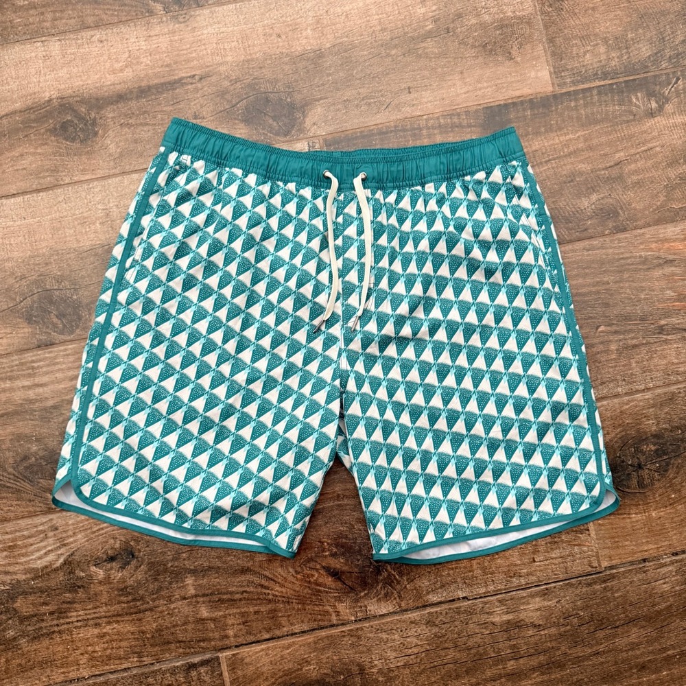 Fair Harbor Men's The Anchor Green Triangles Swim Shorts, XXL